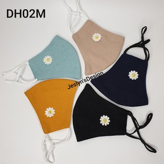 Khẩu trang vải linen đính hoa DH02M