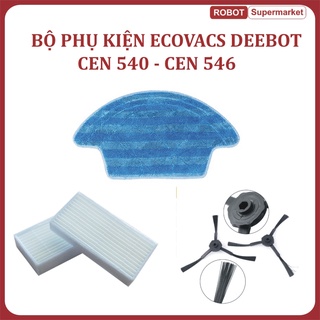 Bộ phụ kiện khăn, giẻ, chổi cạnh, lọc bụi, Robot hút bụi Ecovacs Deebot CEN 540, CEN 546