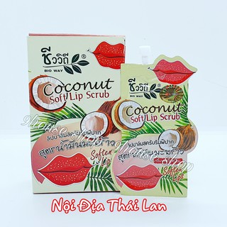 01 Gói Tẩy Tế Bào Làm Mềm Môi Bio Way Coconut Soft Lip Scrub Thái Lan 10gram