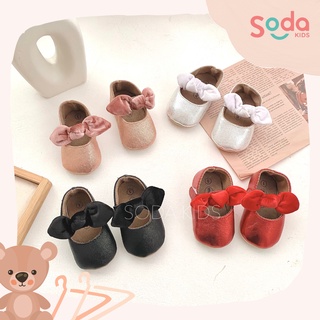 Giày búp bê nơ nhung tập đi cho bé gái (Ảnh thật)