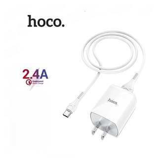 Củ kèm dây sạc Hoco DC13 Type-C to USB, sạc nhanh 2.4A, tương thích nhiều dòng Samsung/Oppo..., chân cắm dẹt tiêu chuẩn