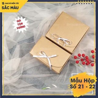 5 Hộp quà giấy kraft Châu Âu đựng quà cưới, quà tặng, socola, bóp, ví... kiểu dáng xinh xắn ( Mẫu hộp 21-22)