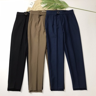 Quần baggy nữ lưng cao đai tròn cạp cao công sở Homieyl cao cấp chất vải đẹp, quần tây nữ lưng cao màu đen đi học đi làm