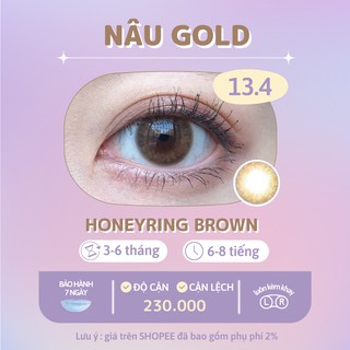 Kính áp tròng nâu gold Honey Ring Brown chính hãng Olens | Hạn sử dụng 3-6 tháng