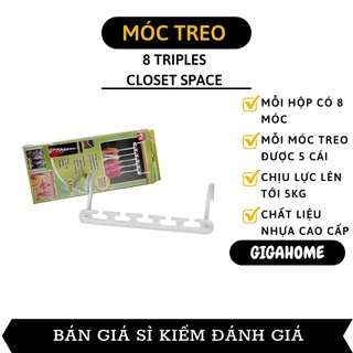 Móc Quần Áo GIGAHOME Hộp 8 Móc Treo 5 Lỗ Thông Minh Có Thể Xoay Ngang, Dọc Tiết Kiệm Không Gian 3335