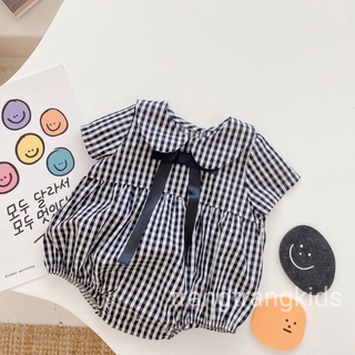 JUMSUIT ÁO LIỀN QUẦN KẺ CARO GẮN NƠ CHO BÉ GÁI
