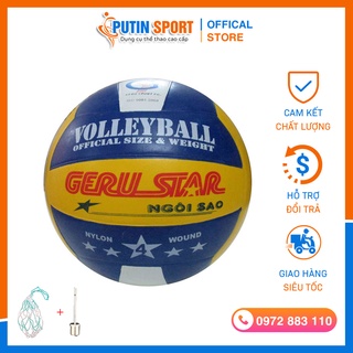 QỦA BÓNG CHUYỀN GERU CAO SU V4 chính hãng, kèm phụ kiện  Kim bơm + Lưới đựng bóng - Putin Shop