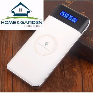 Sạc không dây kiêm pin dự phòng 10000 mAh 2 cổng USB, Hiển thị điện tử Home and Garden ( Đen , Trắng)