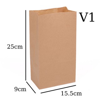 Combo 100 túi giấy kraft, túi giấy xi măng không quai V1 gói hàng, đựng quà tặng, thực phẩm, mỹ phẩm 15.5x25x9cm
