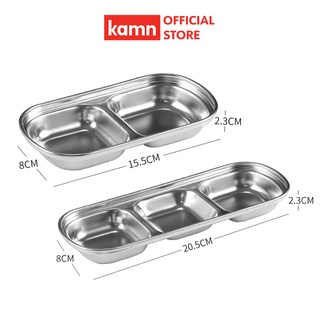 Chén nước chấm kiểu Nhật Kamn inox 304 cao cấp, 2 ngăn, 3 ngăn