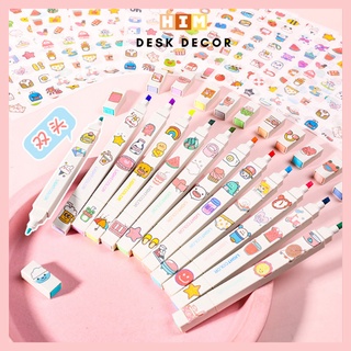 Bút highlight pastel 2 đầu, bút đánh dấu bút nhớ Light Color trang trí sổ bullet journal