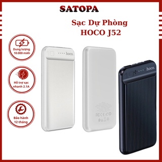 Cục sạc dự phòng 10000mah HOCO J52, Pin dự phòng sạc nhanh 2A thiết kế mỏng nhỏ gọn dùng cho iphone androi - SATOPA