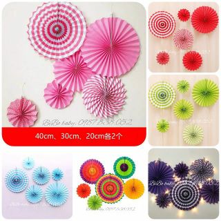 Bộ 6 hoa giấy hình quạt (party fan) trang trí sinh nhật