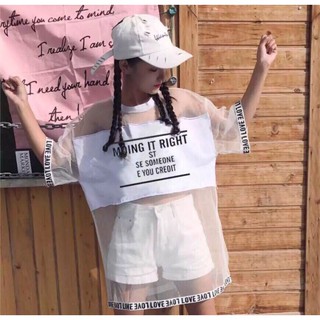 Áo lưới xinh xắn in chữ moing cá tính hot hit xinh xắn