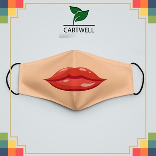 Khẩu trang vải 2 da Sexy Lips_3658 CARTWELL vải cotton 100% kháng khuẩn không đau tai dễ thở cho nam nữ