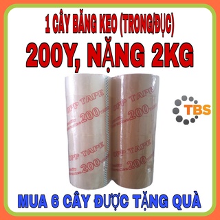 BĂNG KEO TRONG, ĐỤC 200 YARD, NẶNG 2KG, GỒM 6 CUỘN
