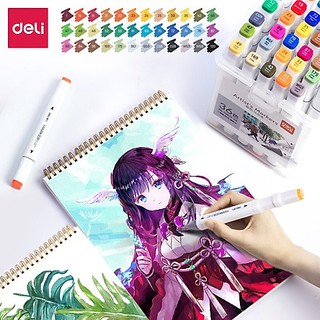 Bộ Bút Marker 2 Đầu 24 Màu, 36 Màu, 48 Màu - DELI