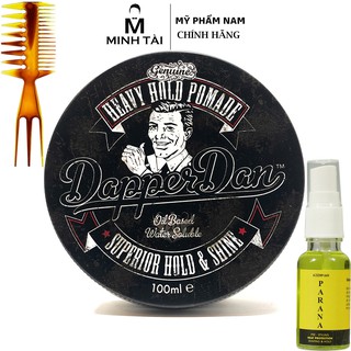 Sáp Vuốt Tóc Nam DAPPER DAN Heavy Hold Pomade 100ml + Xịt Dưỡng Tóc AZENMAN Parana 20ml + Lược Chải Tóc Texture