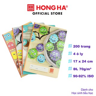 [Mã LIFEMALL995 giảm 10% đơn 99K] Vở học sinh 4 ô ly Hồng Hà 200 trang School Monster (0588)