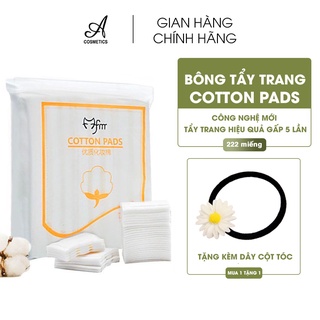 Bông tẩy trang Acosmetics 3 lớp Cotton Pads Túi 222 miếng, tặng dây cột tóc