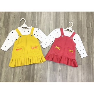 Set yếm nhung tăm cho bé gái đỏ và vàng