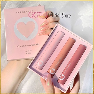 Set son môi kem lì phiên bản trái tim 3 màu Herorange dưỡng môi, không trôi, son môi giá rẻ đẹp
