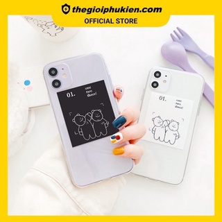 Ốp lưng iphone silicon trong Gấu 01 dành cho ip 6 đến 14promax - t02