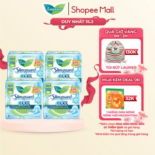 Combo 4 gói BVS Laurier Siêu Mỏng 1mm Mát lạnh 22.5cm 8 miếng