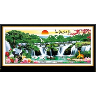 Tranh thêu chữ thập phong cảnh thiên thiên lưu thuỷ sinh tài LV3314 LV3315 LV3316_ Chưa thêu
