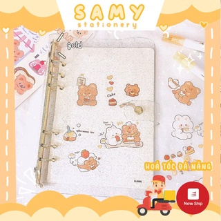 BINDER TWINKLE LẤP LÁNH NHŨ KIM TUYẾN SIZE A5 SIÊU XINH KÈM GIẤY 120 GSM SỔ LÀM BULLET JOURNAL TAKE NOTE HÀN QUỐC KLONG