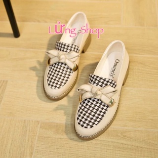 Giày Đốc Nơ Xinh , giày đốc phối nơ vải Lửng Shop đế răng cưa ,giày búp bê xinh fom rộng