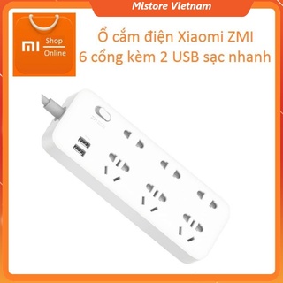 Ổ cắm Xiaomi ZMI Power Strip 6 cổng 2 USB CX05 sạc nhanh 18w