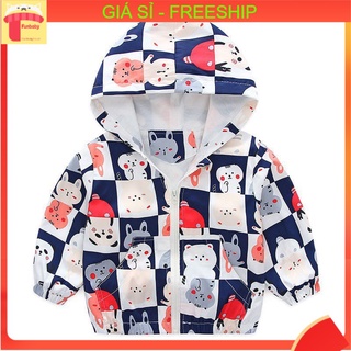 Áo khoác gió thỏ và gấu xuất Hàn bé gái 3-8 tuổi