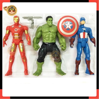 Đồ chơi mô hình siêu anh hùng avengers,combo mô hình 3 siêu anh hùng,hulk,ironman,captain,làm từ nhựa ABS an toàn