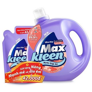 (ĐỦ 4 HƯƠNG) CAN Nước Giặt Xả MaxKleen 2,4kg tặng Túi nước giặt xả 600g