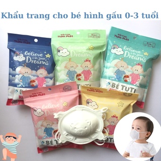 Bộ 3 Khẩu trang hình gấu Tuti cho bé | Khẩu trang cho bé từ sơ sinh đến 3 tuổi