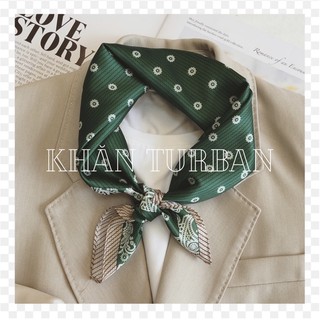Khăn turban lụa vuông cột cổ áo thanh lịch size 58x58cm
