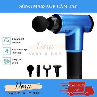 Máy Massage Cầm Tay Mini 6 Chế Độ Kèm 4 Đầu Massage Làm Giảm Đau Nhức Toàn Thân