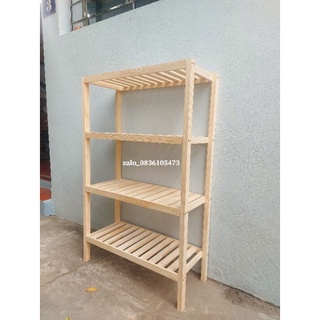 kệ để đồ 4 ngăn gỗ tự nhiên dài 60cm sâu 32cm cao 120cm