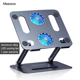 Giá đỡ laptop bằng nhôm tích hợp quạt tản nhiệt đèn led có thể gấp gọn điều chỉnh độ cao cho Laptop Macbook 13-17 Inch
