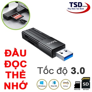 Đầu Đọc Thẻ Nhớ 3.0 Hoco HB20 Chính Hãng, Khe Cắm Thẻ SD &amp; Micro SD