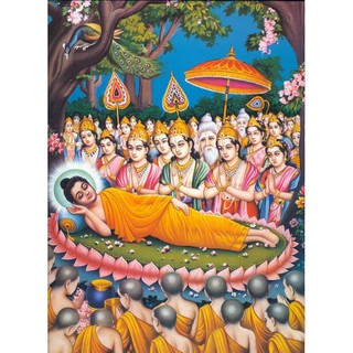 Tranh Đính Đá ĐỨC PHẬT NHẬP NIẾT BÀN (ĐÁ ABC CAO CẤP). Kích Thước: 65cm x 50cm