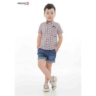 Áo sơ mi Thô bé trai B3321L388 GENVIET KID