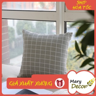 Gối tựa sofa Mary Décor - họa tiết Caro xám G-D06