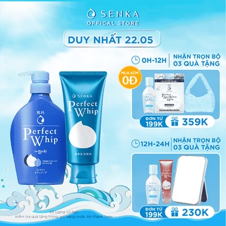 Bộ đôi Senka sữa tắm dưỡng ẩm 500ml và sửa rửa mặt tạo bọt dưỡng ẩm chiết xuất tơ tằm 120g