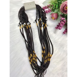 Mộc - Dây đeo cổ may mắn (nhỏ) bằng vải màu nâu phối vàng