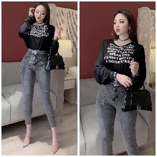 [SIZE ĐẠI 62kg~90kg] Quần jean dài BIGSIZE lưng siêu cao, co dãn mạnh, tặng kèm dây thắt lưng 3476