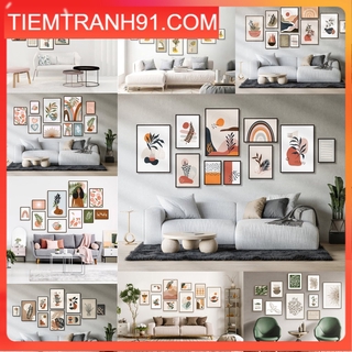 SET 10 TRANH CANVAS TRANG TRÍ PHÒNG KHÁCH - TIỆM TRANH 91 - TRANH CANVAS Bắc Âu, tặng kèm đinh treo chuyên dụng