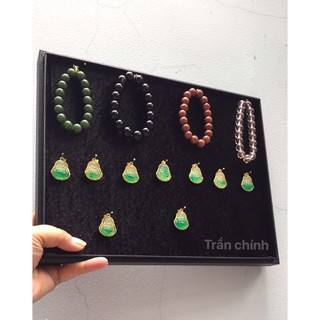Khay nhung trơn có nắp 23x31cm, có 3 màu đỏ trắng đen