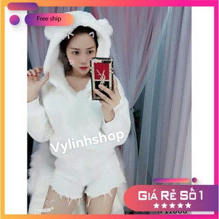 Áo lông tai gấu hotrenkéo sang phải xem ảnh thật